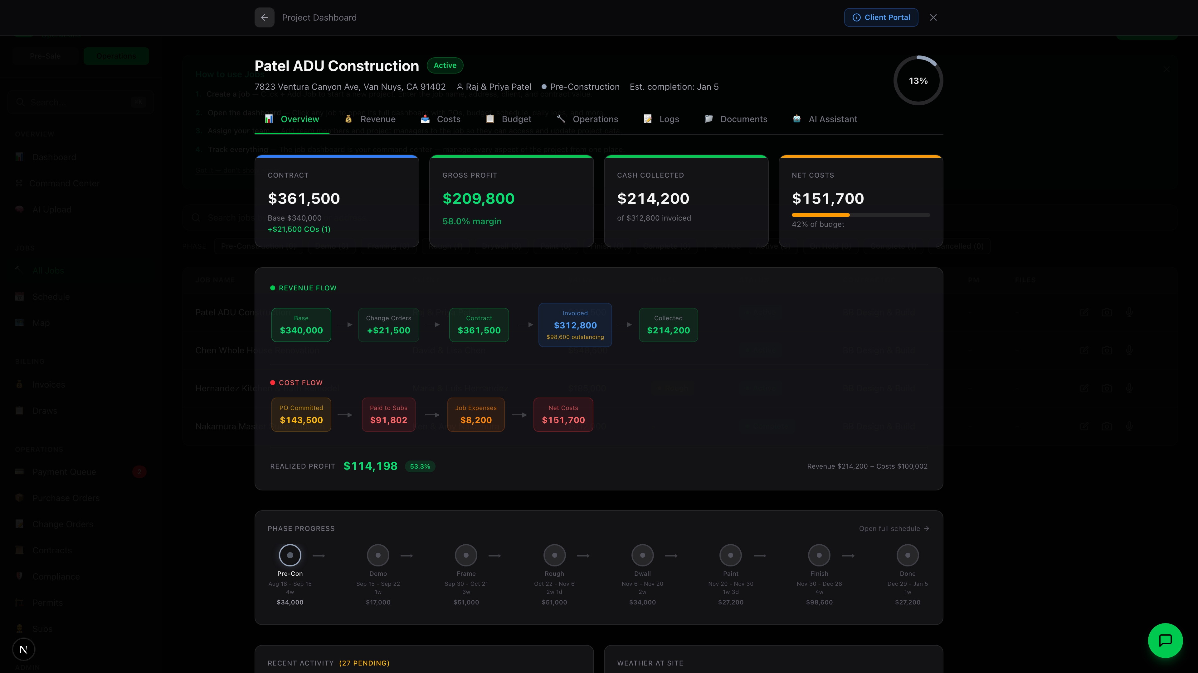 Opsite job dashboard